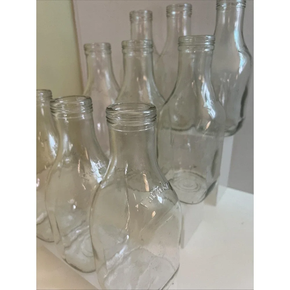 Vintage Farmland Clear Glass Quart Size Milk‎ Bottles Lot of 9 Includes No.13